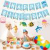 Zwiebeco Sea Animals Happy Birthday Party Decoration Banner Bunting Garland Hanging Paper Swirls Kit for Ocean Under The Sea Animals Marine Life Themed Boys Girls Kids Accessories Supplies view 4