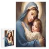 Religious Art Piece Shows Virgin Mary Holding Baby Jesus Mary Looks Peaceful Jesus Gentle Jigsaw Puzzles 1000 Pieces for Adults Puzzle Gift for Women Men 29.5x19.7 Inch view 3