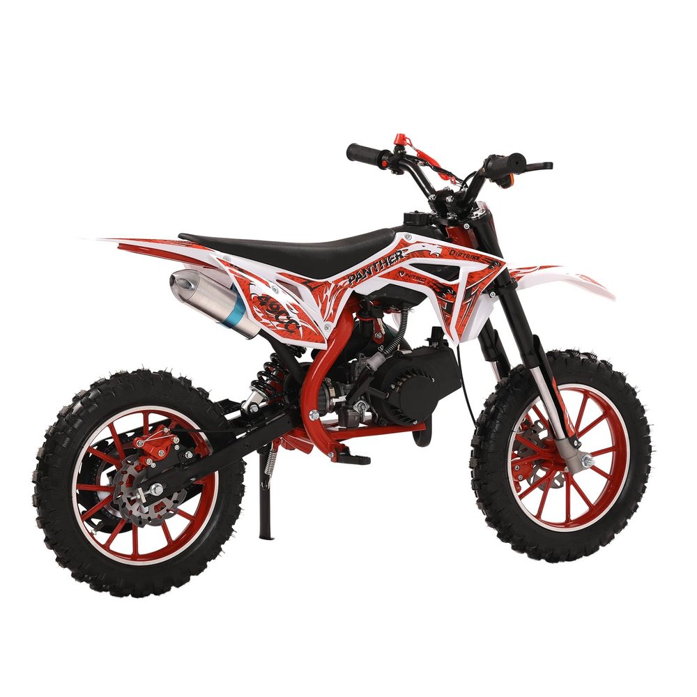 GIFZES 49cc Gas Dirt Bike 2-Stroke Kids Motorcycle Mini Bike, Off Road Mini Motocross, Children Pocket Motorbike with Improved Front Rear Disc Brakes, Racing Max Speed 40KM/H Red