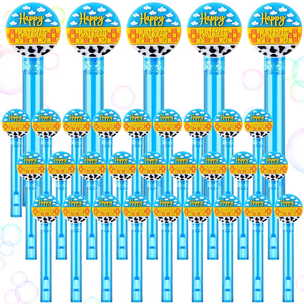 Civaner 36pcs Cartoon Party Favor Cartoon Bubble Wands Bulk Theme Birthday Supplies Blue Sky and White Cloud Cow Print Birthday Gifts Goody Bag Stuffers Party Favors Supplies