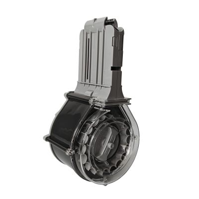 Dart Drum, High Capacity Drum Magazine Compatible with Nerf N-Strike Elite Blasters, Gray and Black, Quick-Load Design