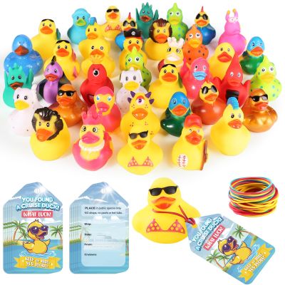 110 Pieces Cruise Rubber Ducks Hiding Kits Includes 35Pcs Cruising Duck 35 Cruising Ducks Tags 40 Rubber Bands for Cruise Ship Duck Ducking Essentials