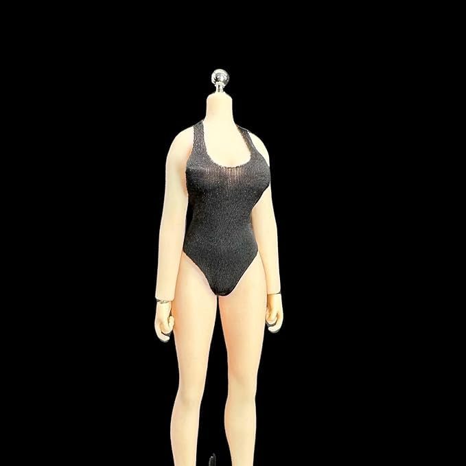 1/12 Scale Female Clothes Bathing Suit for 6-inches Action Figure Body Doll, 1/12 Doll Female Action Figure Swimsuit Jumpsuits Bodysuit Swimwear Clothing Split Swimsuit Set (Black)