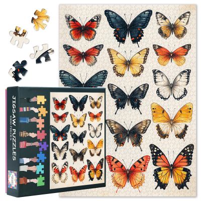 19th Century Entomological Collections Puzzles for Adults 1000 Pieces, Butterfly Jigsaw Puzzles, Adult Puzzle for Adults, Educational Fun Games or Toys for Elders Friends 20X27 INCH