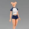 1/12 Scale Female Clothes Shirts & Shorts Set, Blue with White Top & Shorts Sportwear Set Clothing Costume Outfit for 6-inches Girl Action Figure Body (Long Shirt + Shorts) view 1