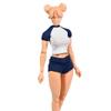 1/12 Scale Female Clothes Shirts & Shorts Set, Blue with White Top & Shorts Sportwear Set Clothing Costume Outfit for 6-inches Girl Action Figure Body (Long Shirt + Shorts) view 3