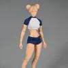 1/12 Scale Female Clothes Shirts & Shorts Set, Blue with White Top & Shorts Sportwear Set Clothing Costume Outfit for 6-inches Girl Action Figure Body (Short Shirt + Shorts) view 1