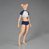 1/12 Scale Female Clothes Shirts & Shorts Set, Blue with White Top & Shorts Sportwear Set Clothing Costume Outfit for 6-inches Girl Action Figure Body (Short Shirt + Shorts) view 3