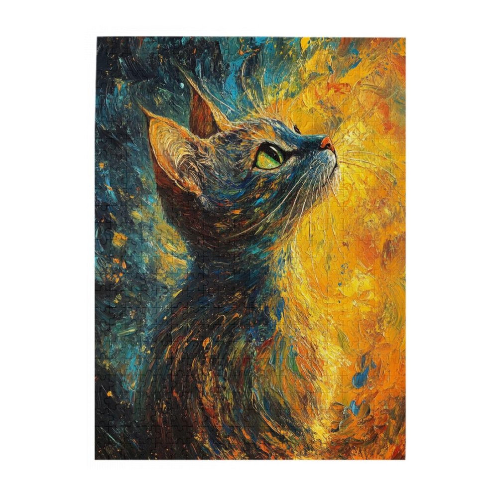 CDSASHCA 500 Piece Adult Wooden Puzzles - Talented Painting Kitty Surrounded by Finished Masterpieces,Unique Artwork,Ideal for Exercising Brain Power,Patience,and Hands-on Skills