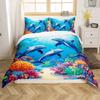 jejeloiu Dolphin Duvet Cover Kids Boys Girls Toddler Size Cute Ocean Animal Bedding Set Ultra Soft Sea Animal Print Comforter Cover Blue Ocean Marine Themed Bedspread Cover Sea Creatures,No Comforter view 2
