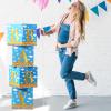 Faccito 4 Pack Cartoon Story Baby Shower Box Birthday Party Decoration Inspired Cartoon Story Balloon Boxes Blocks Blue Sky Cloud Print Centerpiece Decor for Birthday Party Gender Reveal Supplies view 2