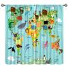 Cartoon Map Curtains for Kids, Animal Map The World Cartoon Mountains Forests Blackout Window Treatments, Rod Pocket Thermal Insulated Drapes 2 Panel Sets for Bedroom Living Room, 42"W X 63"L view 1