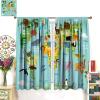 Cartoon Map Curtains for Kids, Animal Map The World Cartoon Mountains Forests Blackout Window Treatments, Rod Pocket Thermal Insulated Drapes 2 Panel Sets for Bedroom Living Room, 42"W X 63"L view 3