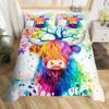 jejeloiu Highland Cow Duvet Cover for Kids Boys Girls Toddler Size Highland Cattle Bedding Set Ultra Soft Watercolour Comforter Cover Set Western Decor Bedspread Cover Farmhouse,No Comforter view 1