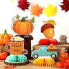 12 Pcs Thanksgiving Party Decoration Thanksgiving Fall Honeycomb Centerpieces Pumpkin Maple Leave Autumn Table Decoration 3D Double Side Truck Sweater Home Table Topper for Office Party Favor Supplies view 3