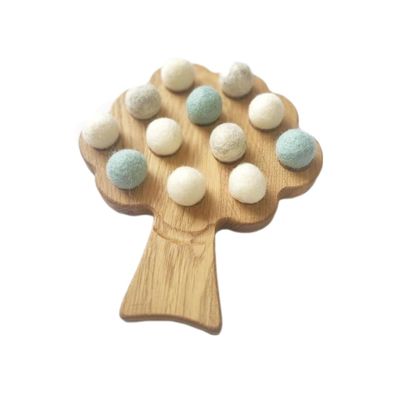 Montessori Materials Wooden Tree for fine Motor Skills Activities Toddler Homeschool Learning Resource Early Years Gift for Kids (Tree+Winter Felt Balls)