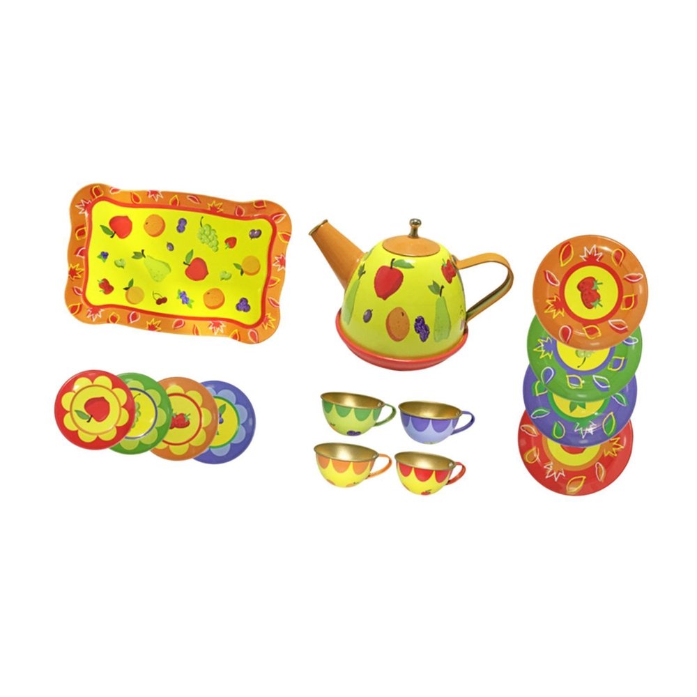 Girl Small Tea Set Toy Afternoon Tea Playset Tea Party Set Pretend Play Toy for Age 3 4 5 6, Yellow