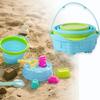 8 PCS Kids Collapsible Bucket Beach Sand Toys Sensory Playset, Portable Sandbox Digging Toys Including Pail, Shovel, Rake, 2 in 1 Shell Shark Tooth Sifter & Castle Building Sand Molds Set for Children view 1