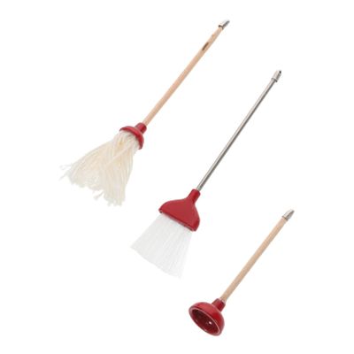Kisangel 1set Dollhouse Bathroom Cleaning Set Miniature Mop Broom and Plunger Accessories for Dollhouse Cleaning Scenarios Tools for Miniature Home Decor