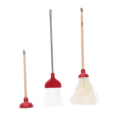 BESTonZON 1set Miniature Dollhouse Cleaning Kit Realistic Broom Mop Toilet Plunger Accessories for Dollhouse Decor Sturdy Easy to Clean Tools for Bathroom Scenes
