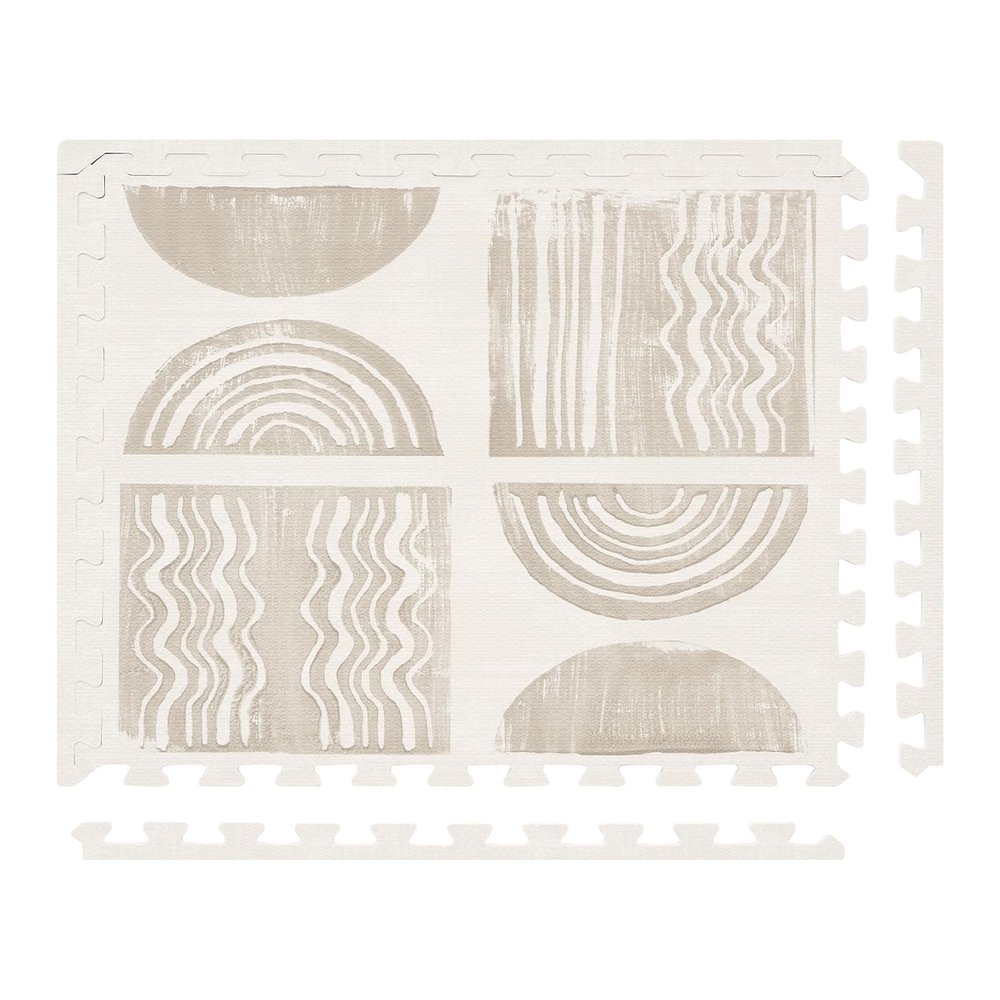 House of Noa Play Mat 4x6 Pebble Ada Set of 6 Tiles EVA Foam Play Mat for Floor, Soft Interlocking Mats for Hard Floors