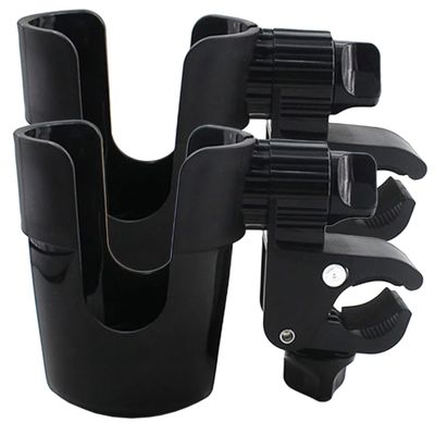 CATIEBYE 2pcs Rotatable Stroller Cup Holder for Water Bottles and Milk Bottles Clip-On Handlebar Holder for Pushchairs and Scooters Compatible Walkers and Wheelchairs