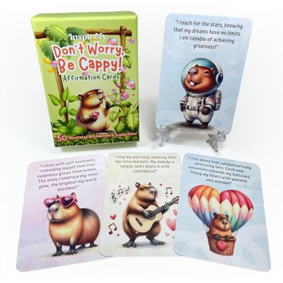 50 Capybara Affirmation Cards  Positive Messages for Happiness, Gratitude, Confidence & Mindfulness  Illustrated Self-Care Deck with Display Stand  Gift for Kids, Teens, Adults & Capybara Lovers