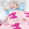 Burbuja Rose Pink Bows on Pink Baby Blanket for Boys Girls, Nursery Soft Warm Swaddling Receiving Baby Blankets, 30x40 in Toddler Blanket view 4