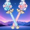 CaptainWiz Light Up Frozen Snowflake Wand with Spray & Music 2PCS Princess Magic Toy Wands for Kids Girls Cosplay Birthday Party Favors, Blue & Pink view 1