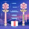 CaptainWiz Light Up Frozen Snowflake Wand with Spray & Music 2PCS Princess Magic Toy Wands for Kids Girls Cosplay Birthday Party Favors, Blue & Pink view 2