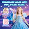 CaptainWiz Light Up Frozen Snowflake Wand with Spray & Music 2PCS Princess Magic Toy Wands for Kids Girls Cosplay Birthday Party Favors, Blue & Pink view 3
