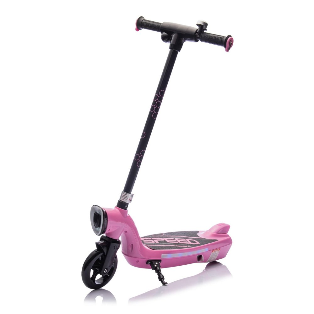 Kids Ride On Electric Scooter with Kickstand,Scooter Bell,Faster Speed and Longer Usage Time,Rear Brake,Wider Pedal,Non-Slip Handle,Colorful LED Lights,5.59-6.84 MPH for Kids 6+