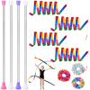 4 Pcs Twirling Batons 4 Pcs Ribbon Dancer Wands and 3 Pcs Rainbow Scrunchies for Kids, PLULON 21in Dance Batons For Baton Twirler, Kids' Gymnastics Twirling Baton for Artistic Dance view 1