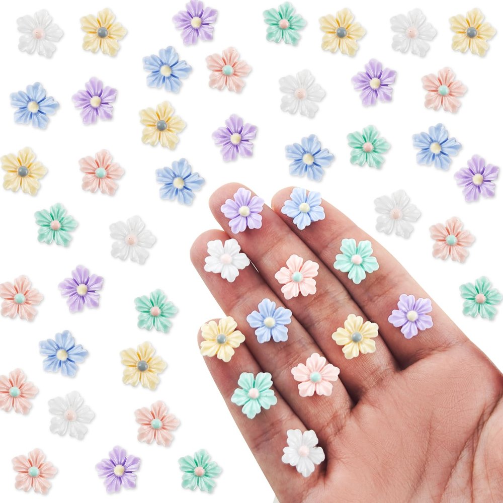100 Pieces Tiny Flower for Dollhouse Miniatures Resin Things for Crafts Mini Flowers for Fairy Garden Micro Landscaping Decoration