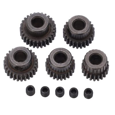 48DP Motor Gear, 5PCS 5mm Shaft Hole 20T 22T 24T 26T 28T Pinion Set 1/10 RC Truck, Climbing Car, Steel Material with Excellent Performance, Craftsmanship Design, Black Color
