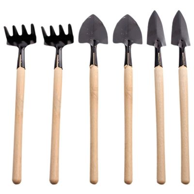 Mipcase 2sets Mini Gardening Tools Wood Handle of Rake Trowel and Shovel for Transplanting and Bonsai for Boys and Girls and Parent Gardening Activities