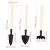 Mipcase 2sets Mini Gardening Tools Wood Handle of Rake Trowel and Shovel for Transplanting and Bonsai for Boys and Girls and Parent Gardening Activities view 2