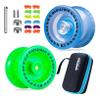 MAGICYOYO Pack of 2 Responsive Yoyos K1 Tug Return Hubstacks Yo-yo for Kids Beginners Dual Purpose Yo Yo with Unresponsive Bearing Kit + Storage Bag + 12 Strings +Hubstacks( Glow Blue & Glow Green) view 1