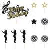 10PCS Glitter Music Happy Birthday Cake Topper,Hip Hop Dancing Ball Music Theme Birthday Party Decorations,girls' birthdays and bachelors Party Decorations Supplies view 4