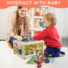 Wooden Activity Cube 7-in-1 Montessori Toys for 1+ Year Old Boys Girls Educational Learning Toys for Toddlers Age 1-2 One Year Old First Birthday Gift Bead Maze Magnetic Trains Track Shape Sorter view 3