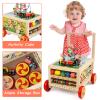 Wooden Activity Cube 7-in-1 Montessori Toys for 1+ Year Old Boys Girls Educational Learning Toys for Toddlers Age 1-2 One Year Old First Birthday Gift Bead Maze Magnetic Trains Track Shape Sorter view 4