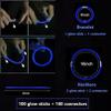112 Pcs Blue Light Up Wand Glow Sticks Party Favors 100 Glowstick Necklaces Bracelets with Connectors 12 Fiber Optic Wand for Wedding,Neon Party,July 4th, Halloween,Christmas view 2