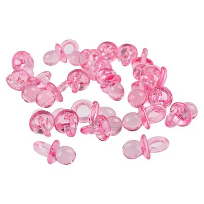 150 Pcs Small Acrylic Pacifiers Mini Baby Shower Pacifiers Cute Pacifier Charm Beads Baby Pacifier Table Scatter Gender Reveal Party Table Decorations Transparent Pink
