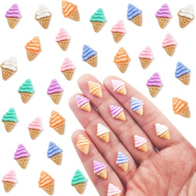 100 Pieces Colorful Tiny Ice Cream for Dollhouse Miniatures Resin Food for Crafts Mini Ice Cream for Dollhouse Mini Kitchen Micro Landscaping Decoration