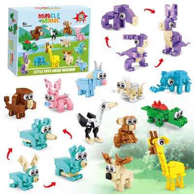 1 in 3 form transformatinon Party Favors Kids Building Blocks Sea Animals 12 Packs Party Favors BuildingSet for Birthday, Goodie Bag Stuffers,Classroom Prizes,Easter for Boys andGirls Ages 6-12