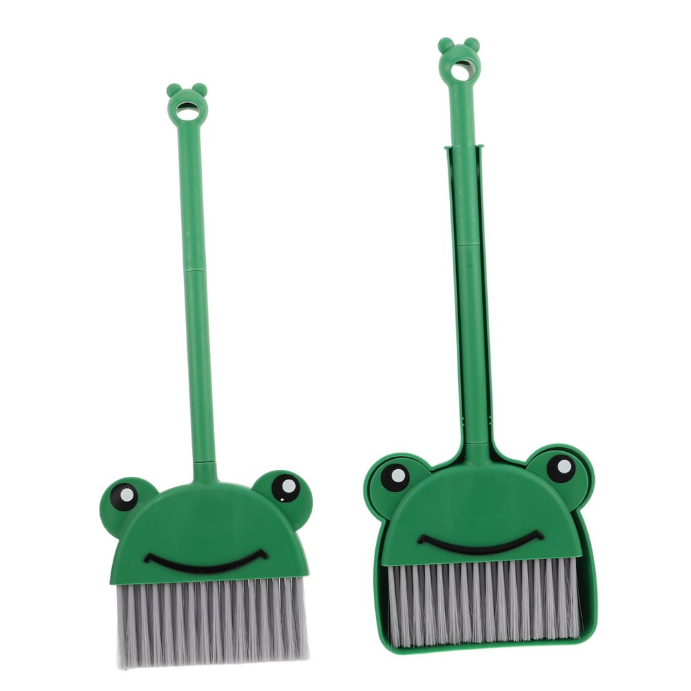 Kisangel 1set Boy Girl Cartoon Cleaning Broom and Dustpan Set Boy Girl-Sized Frog Style Broom for Home and Kindergarten Lightweight Design for Easy Handling Encourages Cleaning Habits