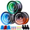 MAGICYOYO Pack of 3 Responsive Yoyos for Kids Beginners, K2 (Crystal YoYo with 3 Yo Yo Gloves, 3 Yo-yo Bags, 18 Yoyo Strings (Black Green+Black Blue+ Black Orange) view 1