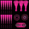 NUDALA 112 Pcs Pink Light Up Wand Glow Sticks Party Favors 100 Glowstick Necklaces Bracelets with Connectors 12 Fiber Optic Wand for Valentine's Day, Wedding,Nneon Party,July 4th, Halloween,Christmas view 1