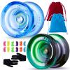 MAGICYOYO K2 Responsive Yoyo for Kids Beginners Yo-Yo with 2 Yo yo Gloves, 1 Blue Sack, 1 Red Sack, 12 Yo-yo Strings (Crystal Blue+ Black Green) view 1