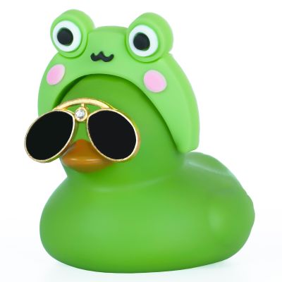 AOT Green Rubber Duck with Cute Frog Headband